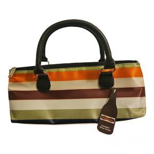 Primeware Insulated Wine Clutch Tote Bag Purse Striped Multicolor New With Tags